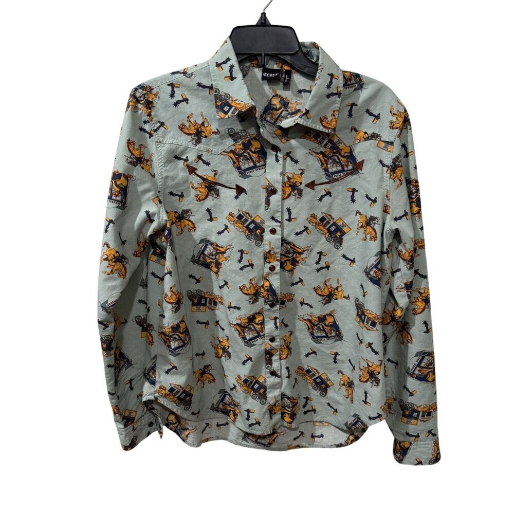 Cruel Denim Womens Long Sleeve Western Shirt With Rodeo Graphic Print Button-Dow